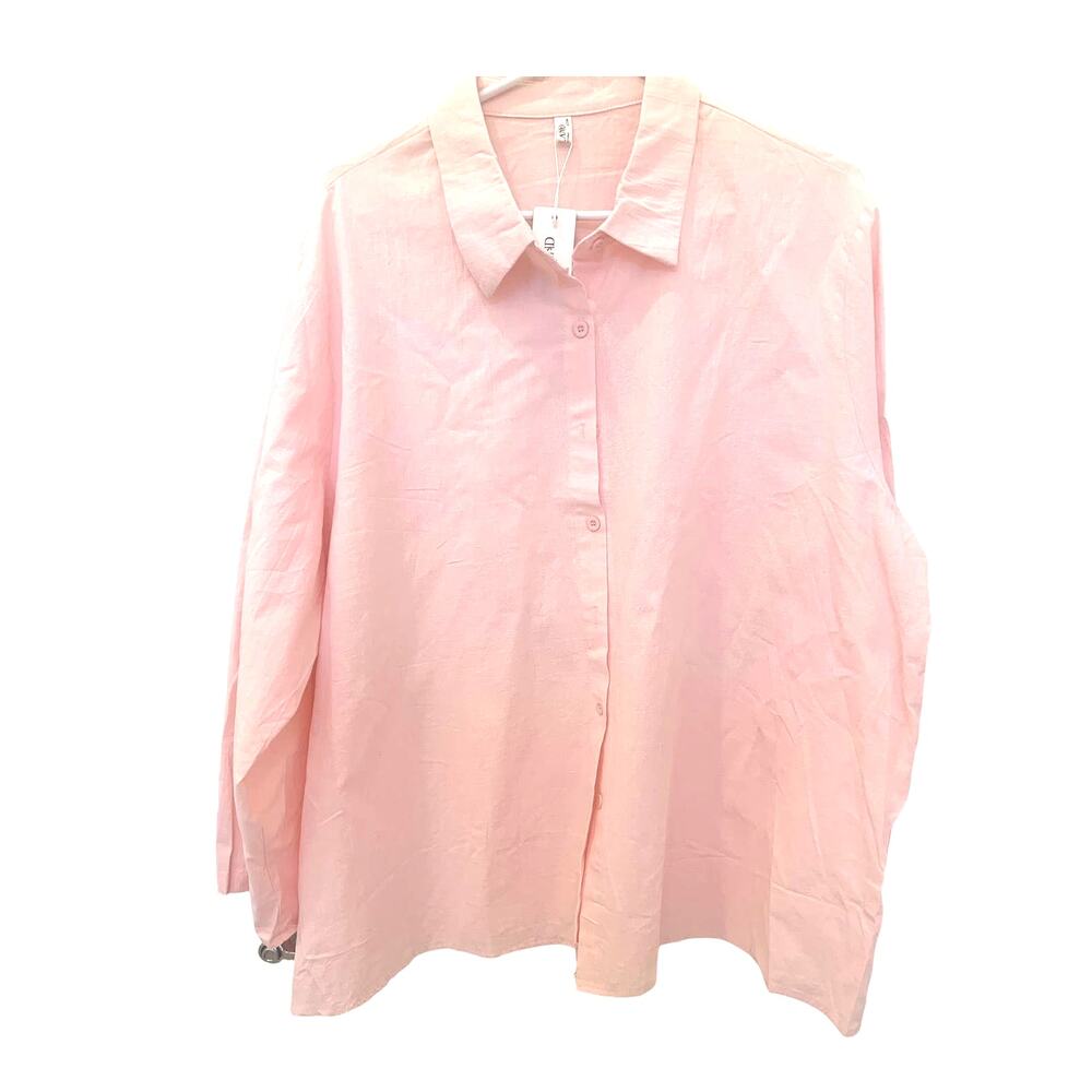 NEW In' Voland Pink Button Up Shirt 22W Roll Tab Classic Business Casual Preppy